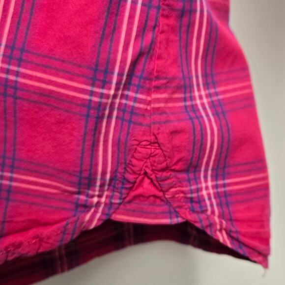 Tommy Hilfiger Pink Plaid Collared Long Roll-Tab Sleeves Button Front Size M - Picture 6 of 10